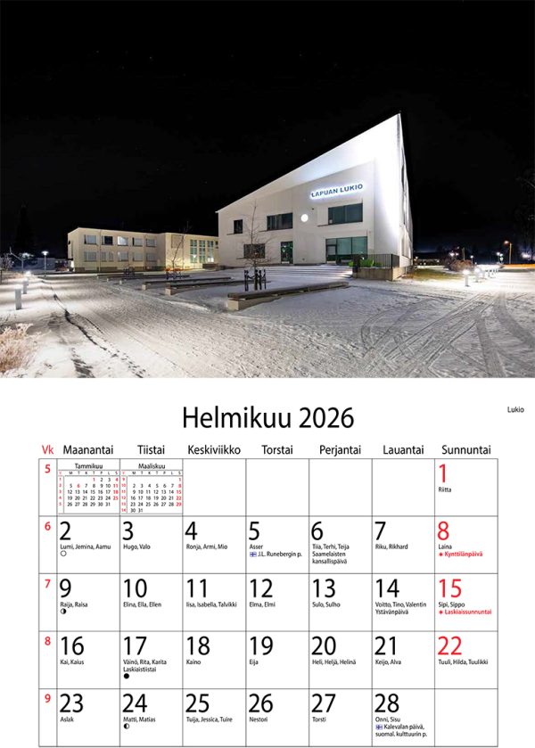 Seinäkalenteri Lapua 2026 by night - Image 3